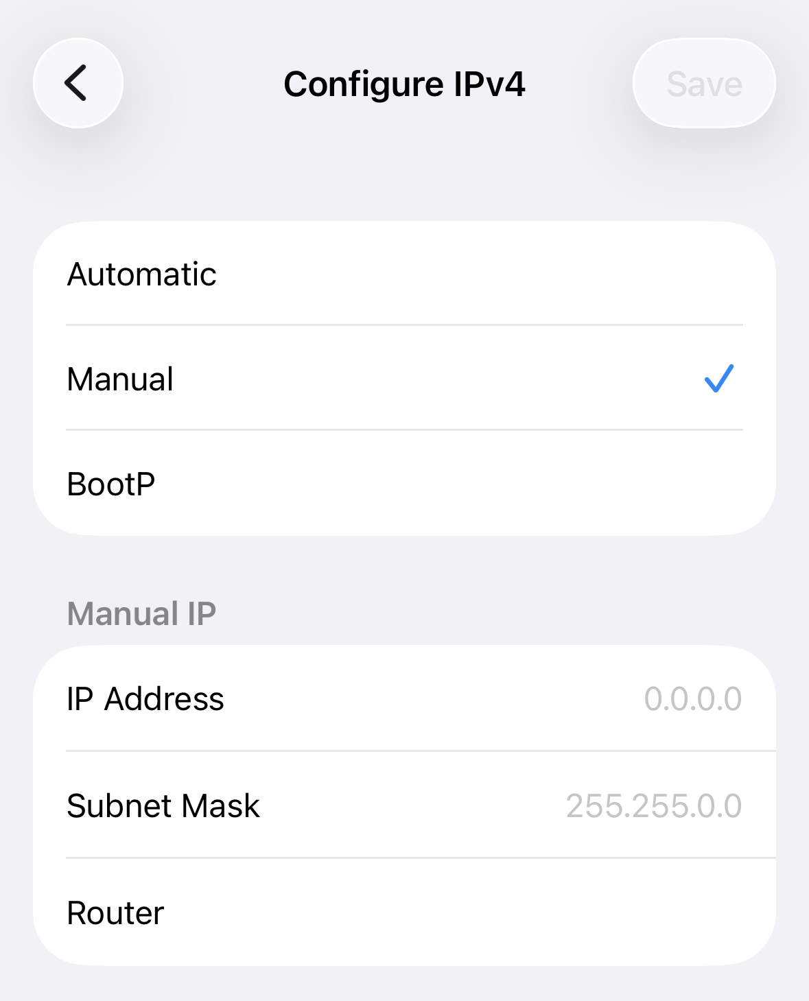 ios static ip