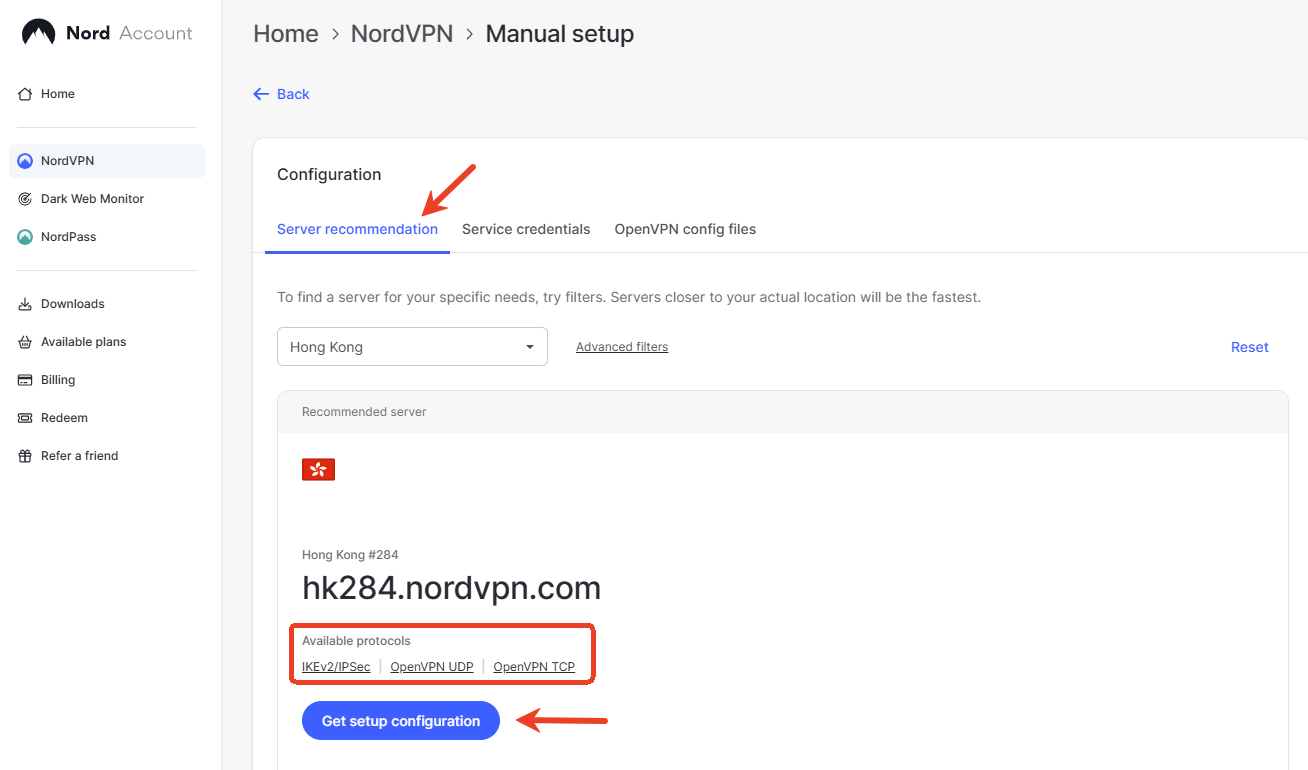 nordvpn config download