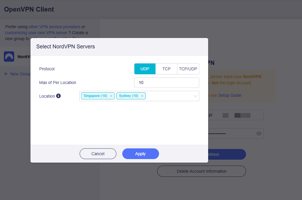 select nordvpn servers