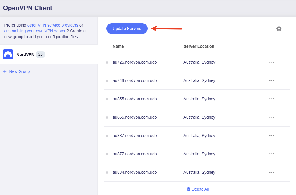 nordvpn update servers