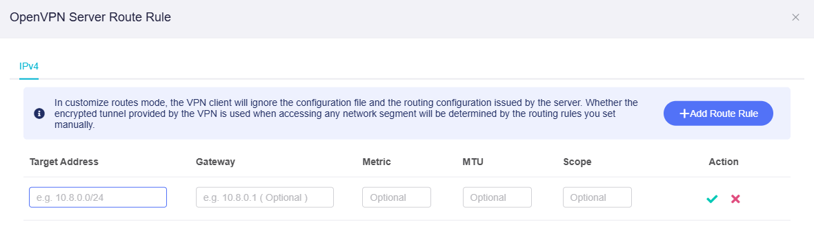 ovpnserver route rule