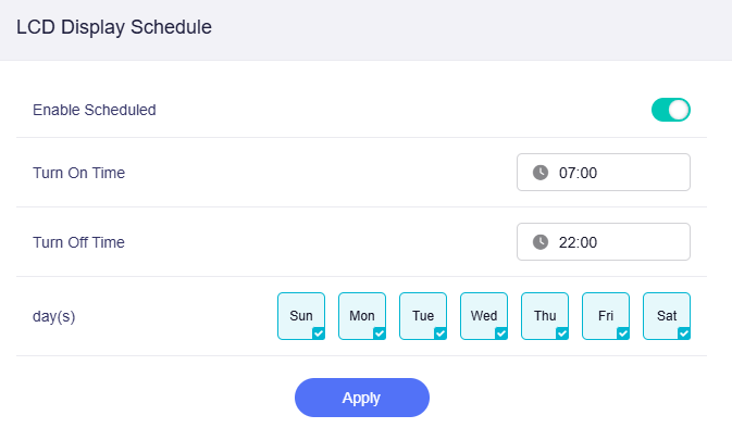 LCD display schedule