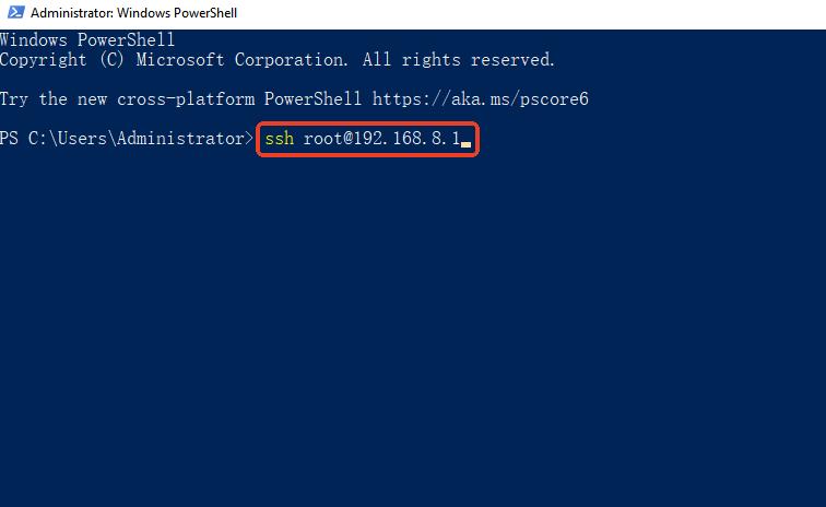 powershell ssh root