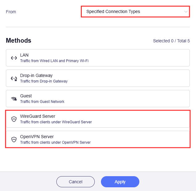 specified connection