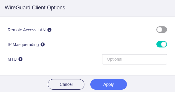 wg client options