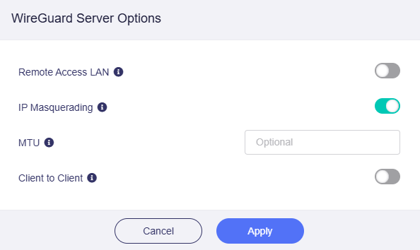 wg server options