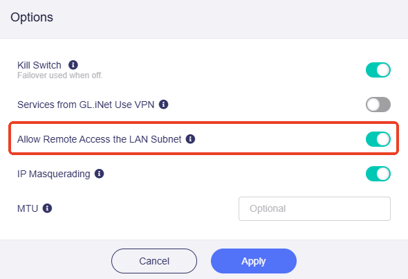 allow remote access lan