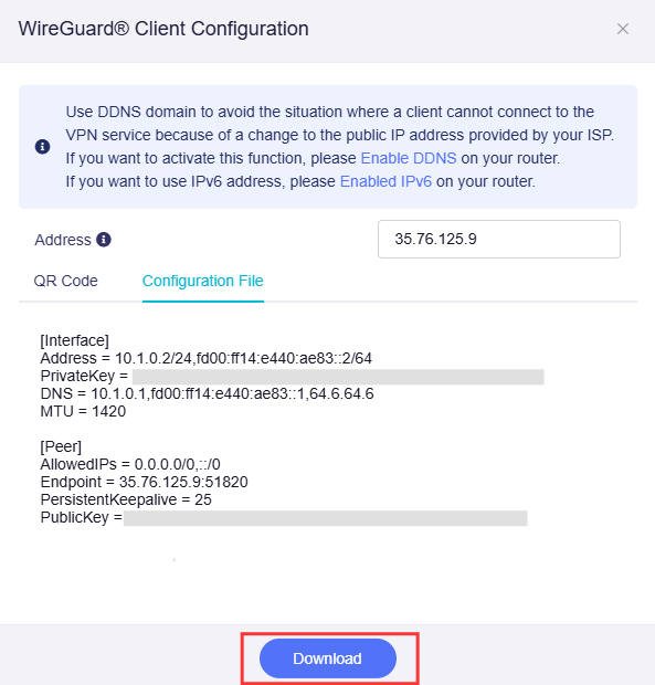 client configuration file