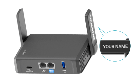 Custom-engraved Slate 7 travel router