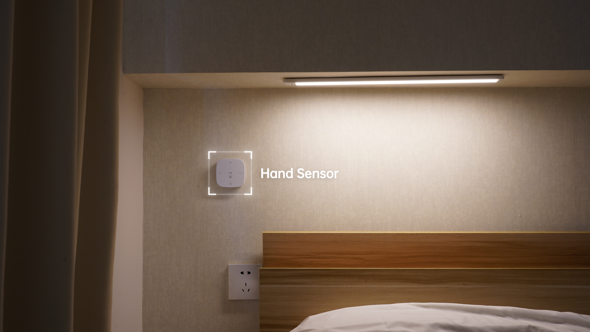 Lafaer Sense+ Hand Control near bedside for easier room light