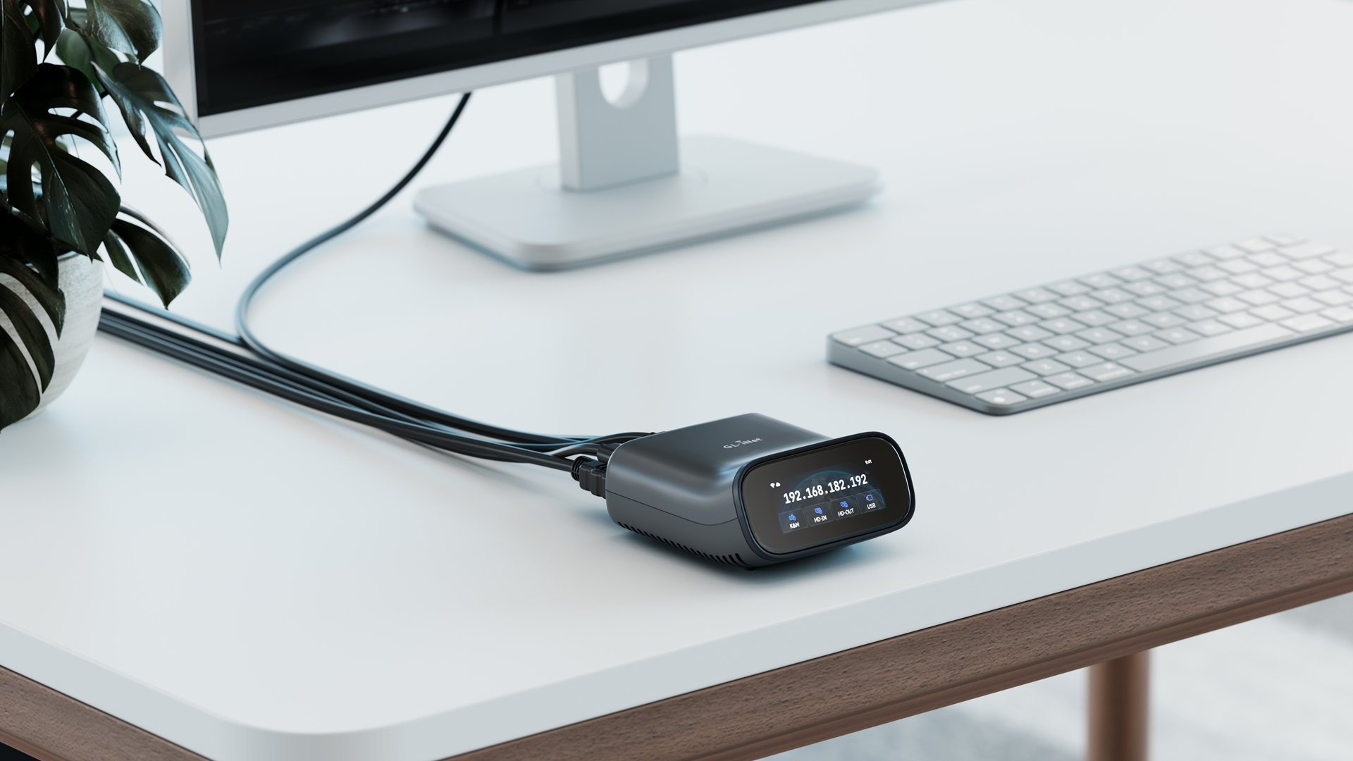 Comet Pro (GL-RM10) on desk attached to computer