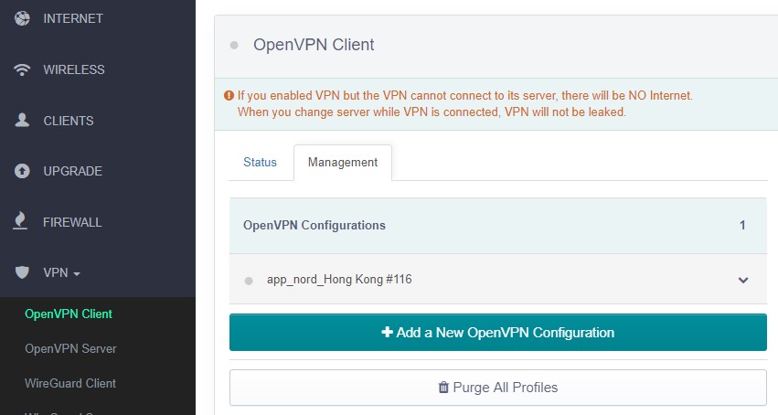 add a new openvpn configuration